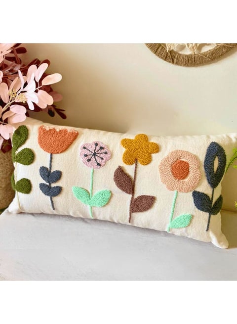 Flower Tufted Cushion With Filler 60*30 cm